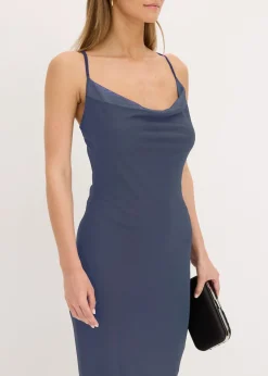 bonprix bonprix Vestido de malla fina con tirantes Azul marino/fucsia de flores New