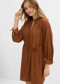 bonprix bonprix Vestido de maternidad y camisa de lactancia de viscosa fluida marrón ladrillo Clearance