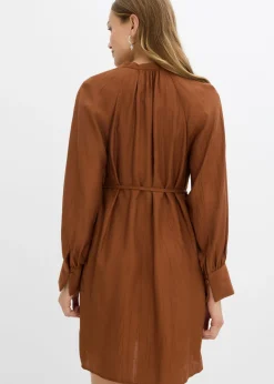 bonprix bonprix Vestido de maternidad y camisa de lactancia de viscosa fluida marrón ladrillo Clearance