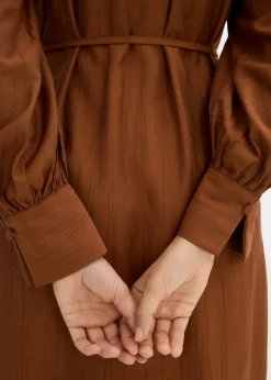bonprix bonprix Vestido de maternidad y camisa de lactancia de viscosa fluida marrón ladrillo Clearance