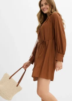 bonprix bonprix Vestido de maternidad y camisa de lactancia de viscosa fluida marrón ladrillo Clearance