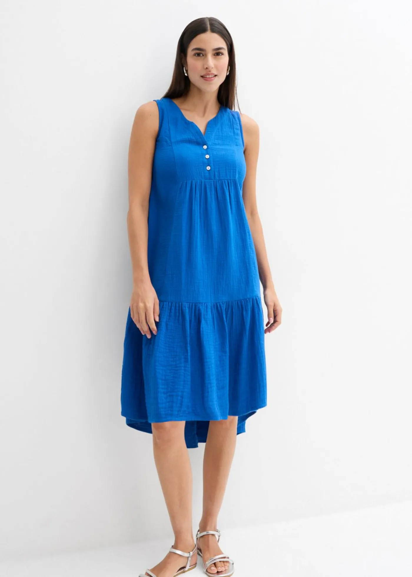 bonprix bonprix Vestido de muselina ligera Azul ártico Online
