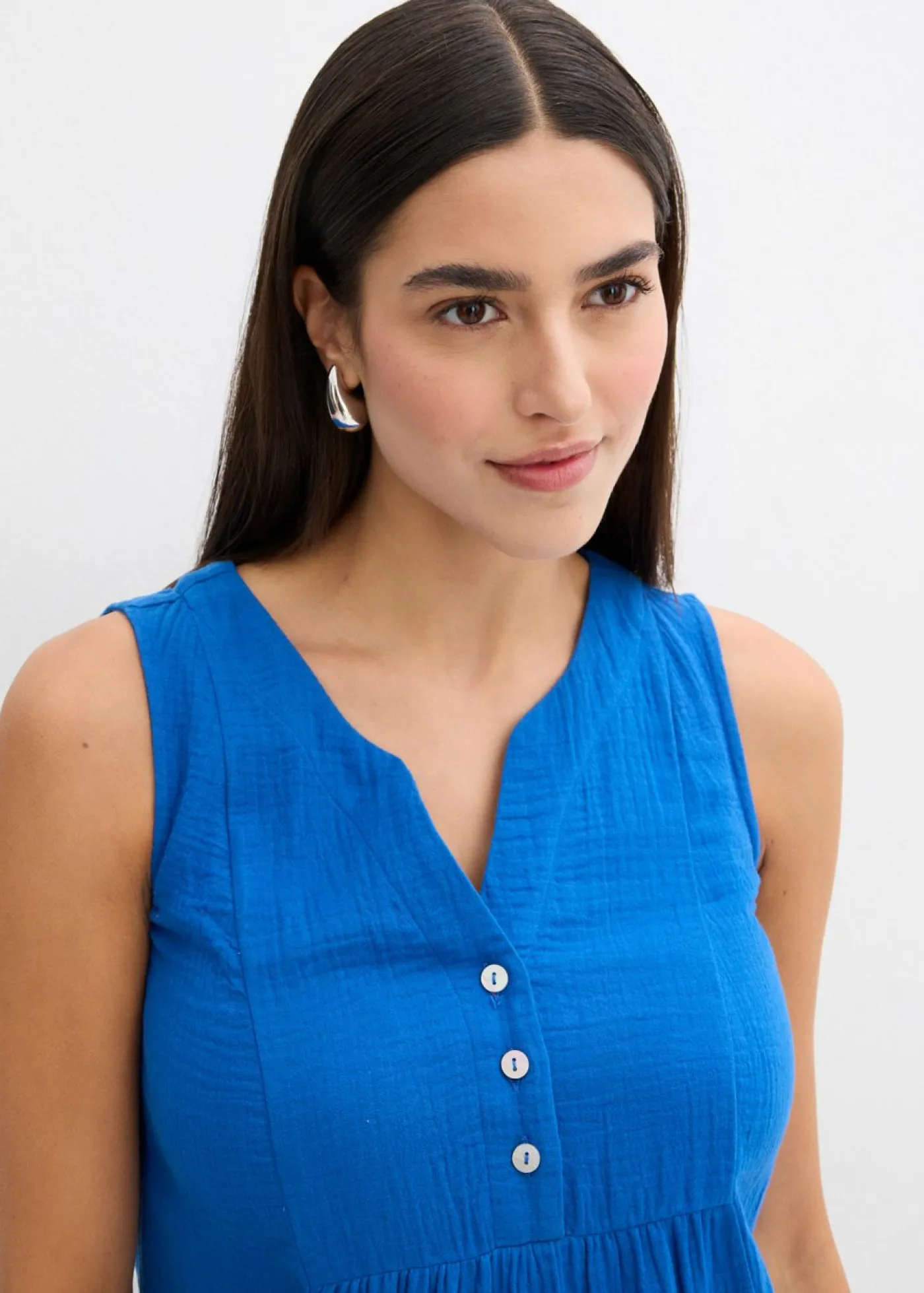 bonprix bonprix Vestido de muselina ligera Azul ártico Online
