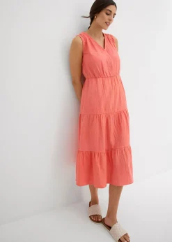 bonprix bonprix Vestido de muselina suave Salmón claro Discount