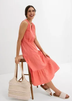 bonprix bonprix Vestido de muselina suave Salmón claro Discount