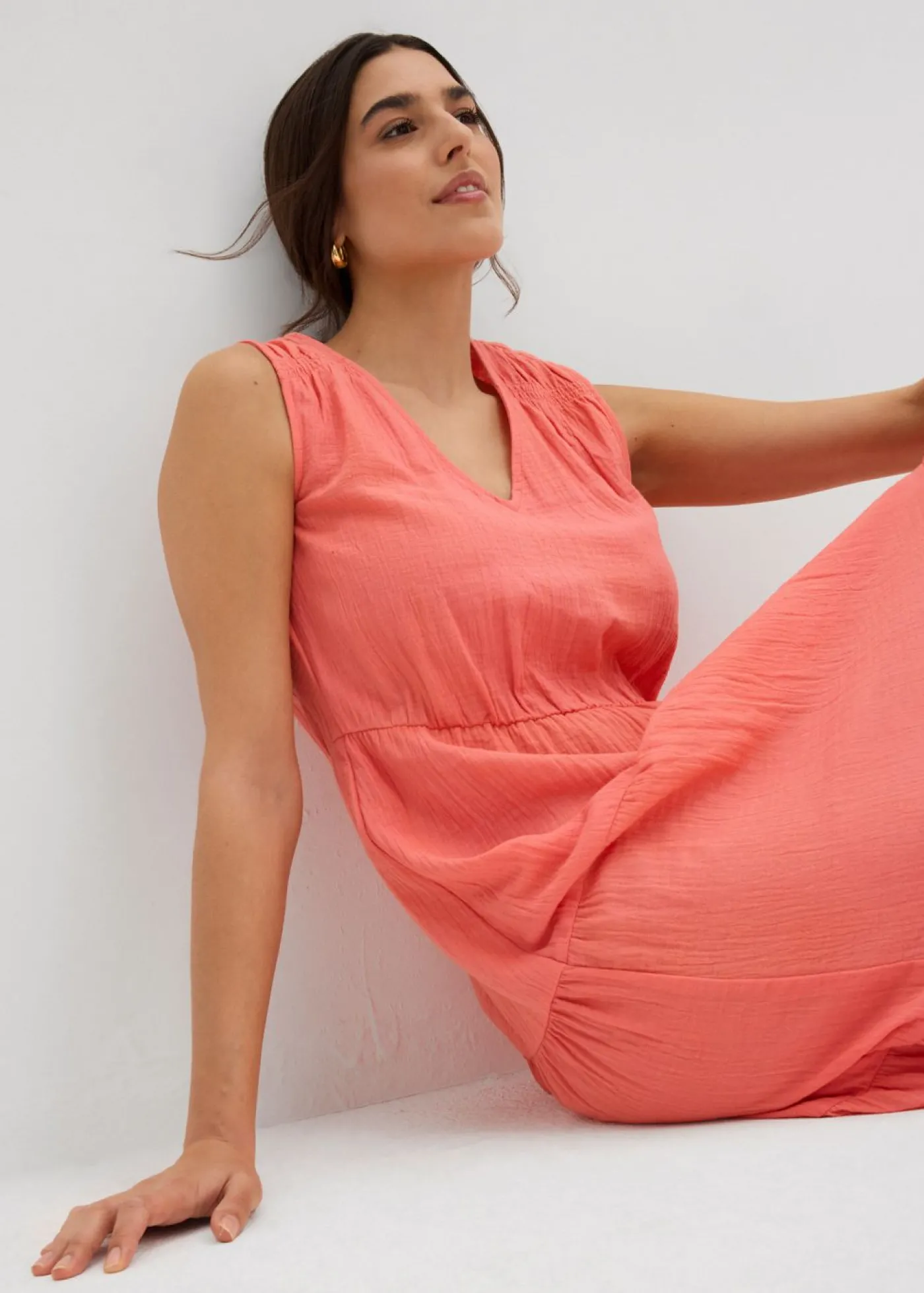 bonprix bonprix Vestido de muselina suave Salmón claro Discount