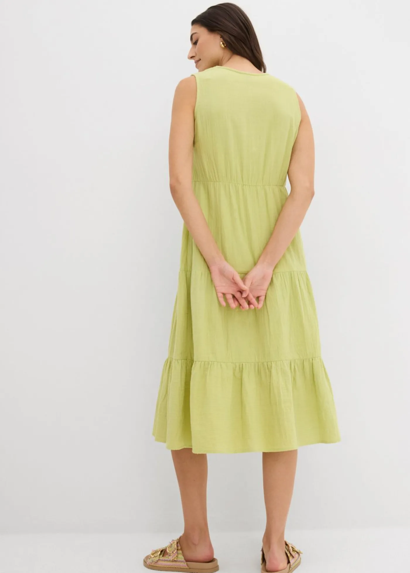 bonprix bonprix Vestido de muselina suave pistacho mate Outlet