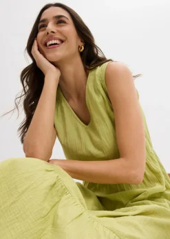 bonprix bonprix Vestido de muselina suave pistacho mate Outlet