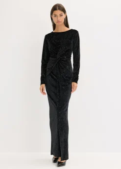 bonprix bonprix Vestido de noche con brillo Negro Discount