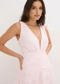 bonprix bonprix Vestido de noche con detalle de encaje deshilachado Rosa claro Best