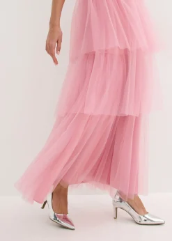 bonprix bonprix Vestido de noche con encaje y falda de tul fino orquídea ahumado
