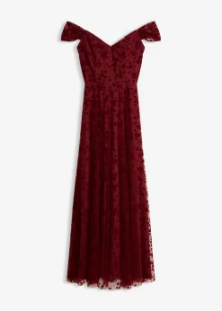 bonprix bonprix Vestido de noche con un elegante bordado floral Rojo rubí Sale