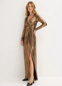 bonprix bonprix Vestido de noche de punto fino con brillo Marrón claro Discount