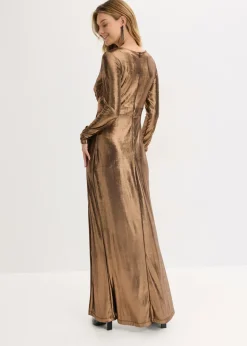 bonprix bonprix Vestido de noche de punto fino con brillo Marrón claro Discount