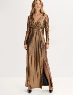 bonprix bonprix Vestido de noche de punto fino con brillo Marrón claro Discount