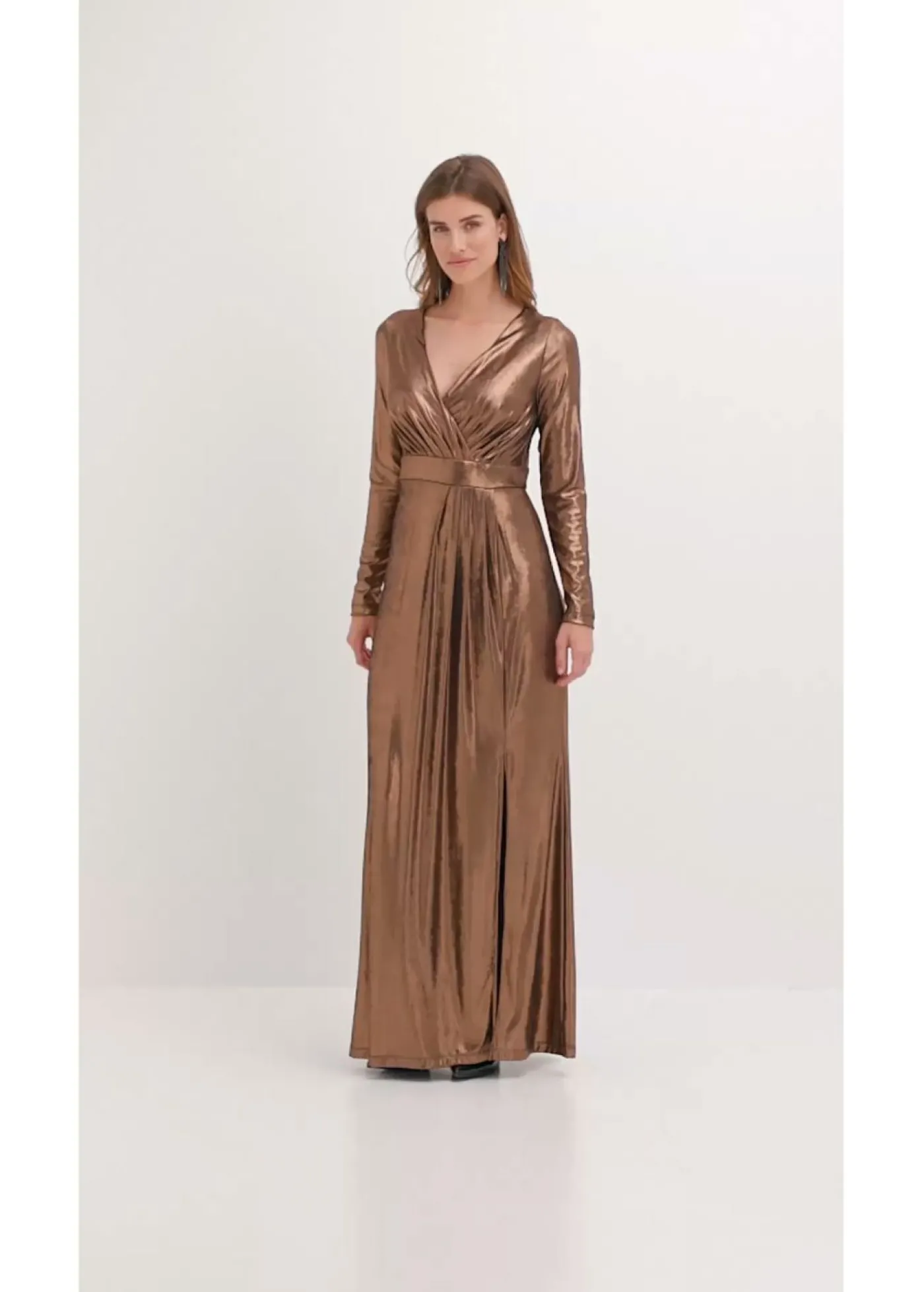 bonprix bonprix Vestido de noche de punto fino con brillo Marrón claro Discount