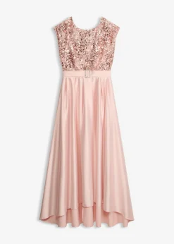 bonprix bonprix Vestido de noche de satén brillante con lentejuelas Rosa perla Clearance