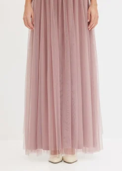 bonprix bonprix Vestido de noche de tul delicado con bordado de lentejuelas Rosa palo New