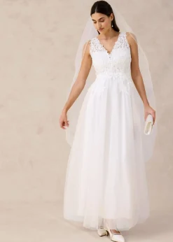 bonprix bonprix Vestido de novia de tul y encaje Blanco lana Sale