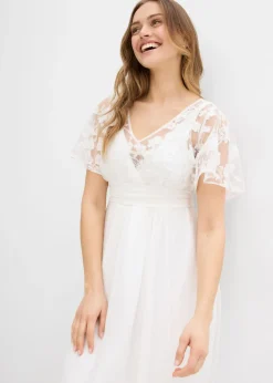 bonprix bonprix Vestido de novia premamá 2 en 1 con función de lactancia Blanco lana Discount