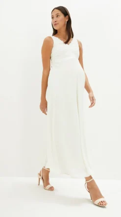 bonprix bonprix Vestido de novia premamá con encaje Blanco lana Clearance