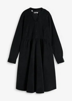 bonprix bonprix Vestido de pana de algodón Negro Sale