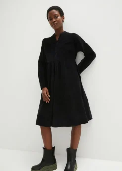 bonprix bonprix Vestido de pana de algodón Negro Sale