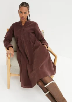 bonprix bonprix Vestido de pana de algodón Marrón tierra Online