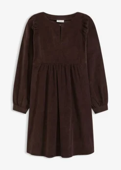 bonprix bonprix Vestido de pana de algodón Marrón oscuro Online