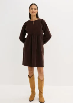 bonprix bonprix Vestido de pana de algodón Marrón oscuro Online