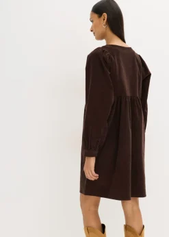 bonprix bonprix Vestido de pana de algodón Marrón oscuro Online