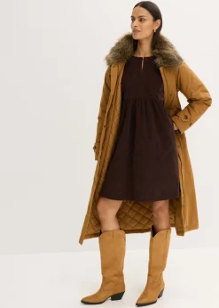 bonprix bonprix Vestido de pana de algodón Marrón oscuro Online