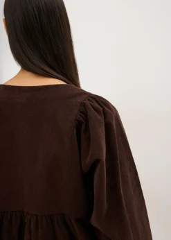 bonprix bonprix Vestido de pana de algodón Marrón oscuro Online
