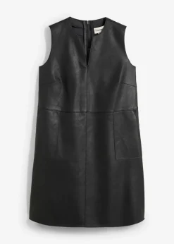 bonprix bonprix Vestido de piel sintética Negro Outlet