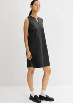 bonprix bonprix Vestido de piel sintética Negro Outlet