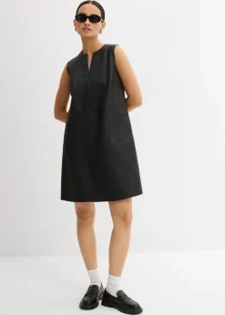 bonprix bonprix Vestido de piel sintética Negro Outlet
