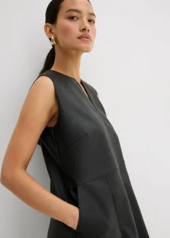 bonprix bonprix Vestido de piel sintética Negro Outlet