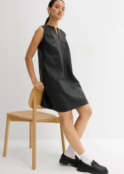 bonprix bonprix Vestido de piel sintética Negro Outlet