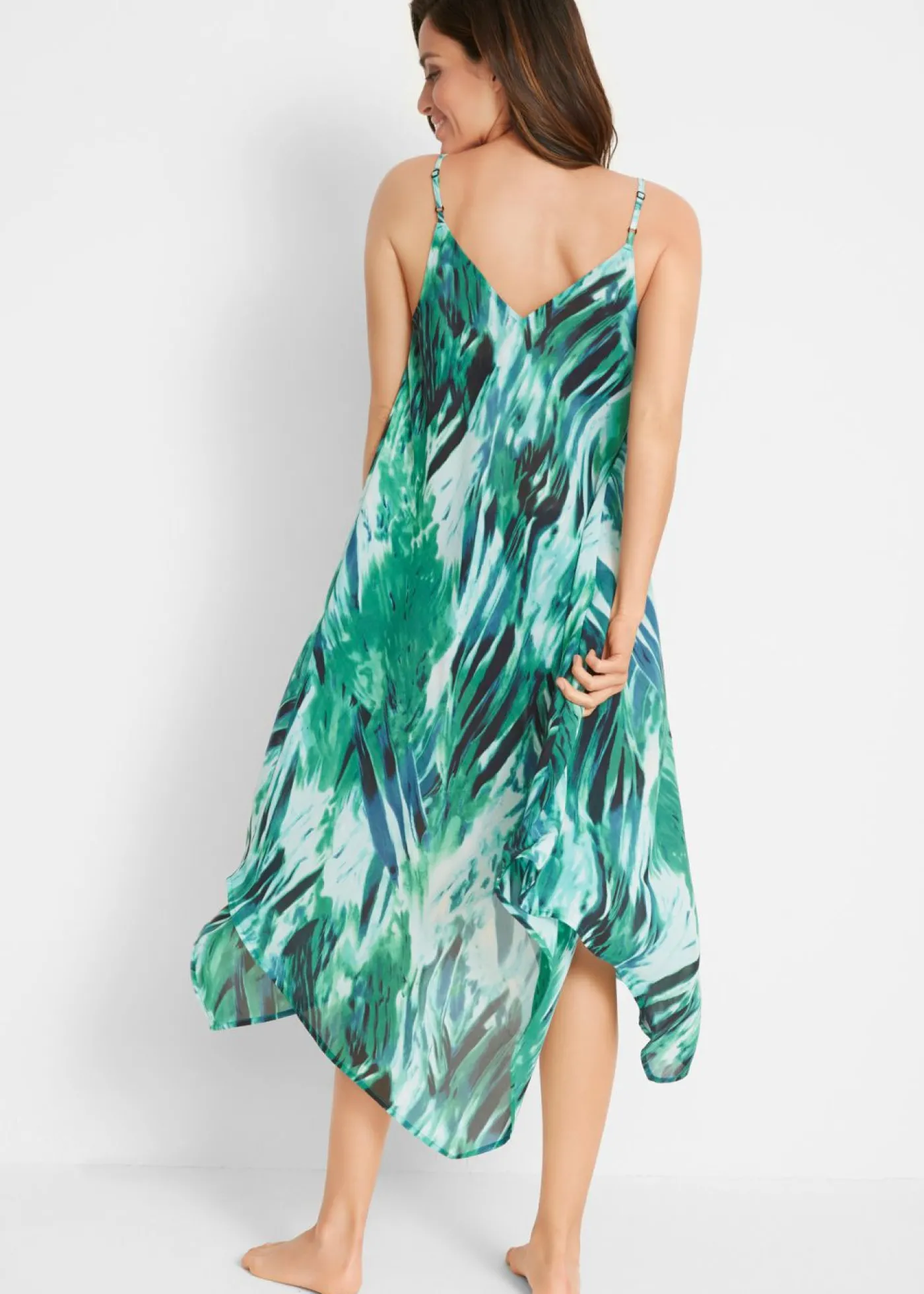 bonprix bonprix Vestido de playa Verde-turquesa con estampado gráfico Discount