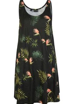 bonprix bonprix Vestido de playa de algodón orgánico puro Negro-verde de flores Hot