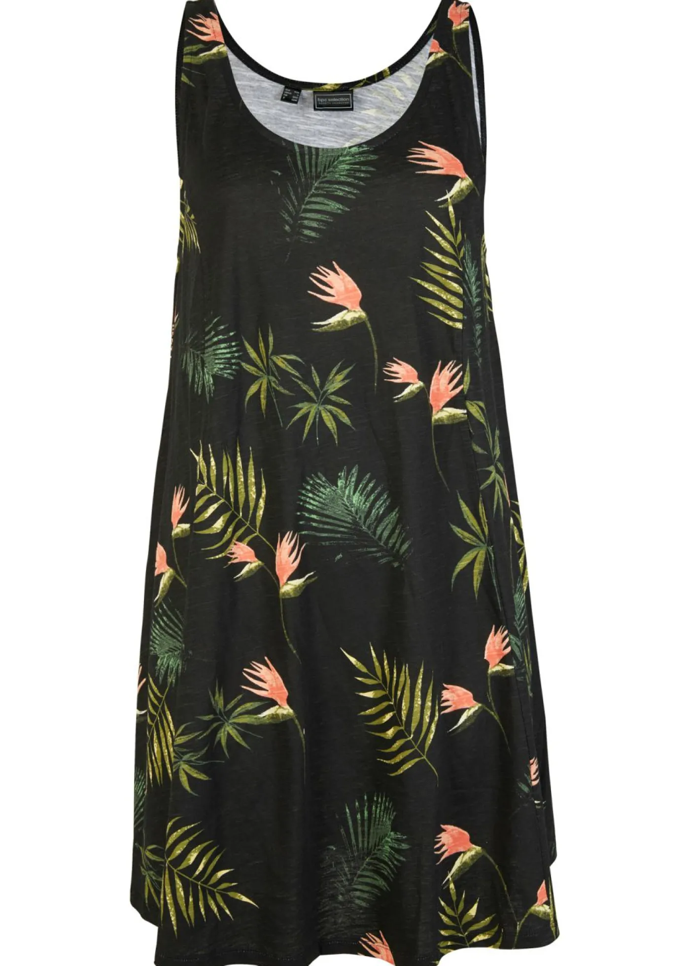 bonprix bonprix Vestido de playa de algodón orgánico puro Negro-verde de flores Hot