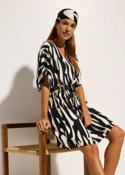 bonprix bonprix Vestido de playa de viscosa Negro-beige Sale