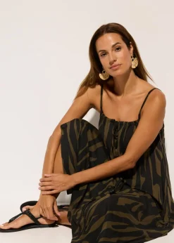 bonprix bonprix Vestido de playa de viscosa Negro-caqui Online