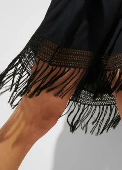 bonprix bonprix Vestido de playa transparente de viscosa Negro Discount