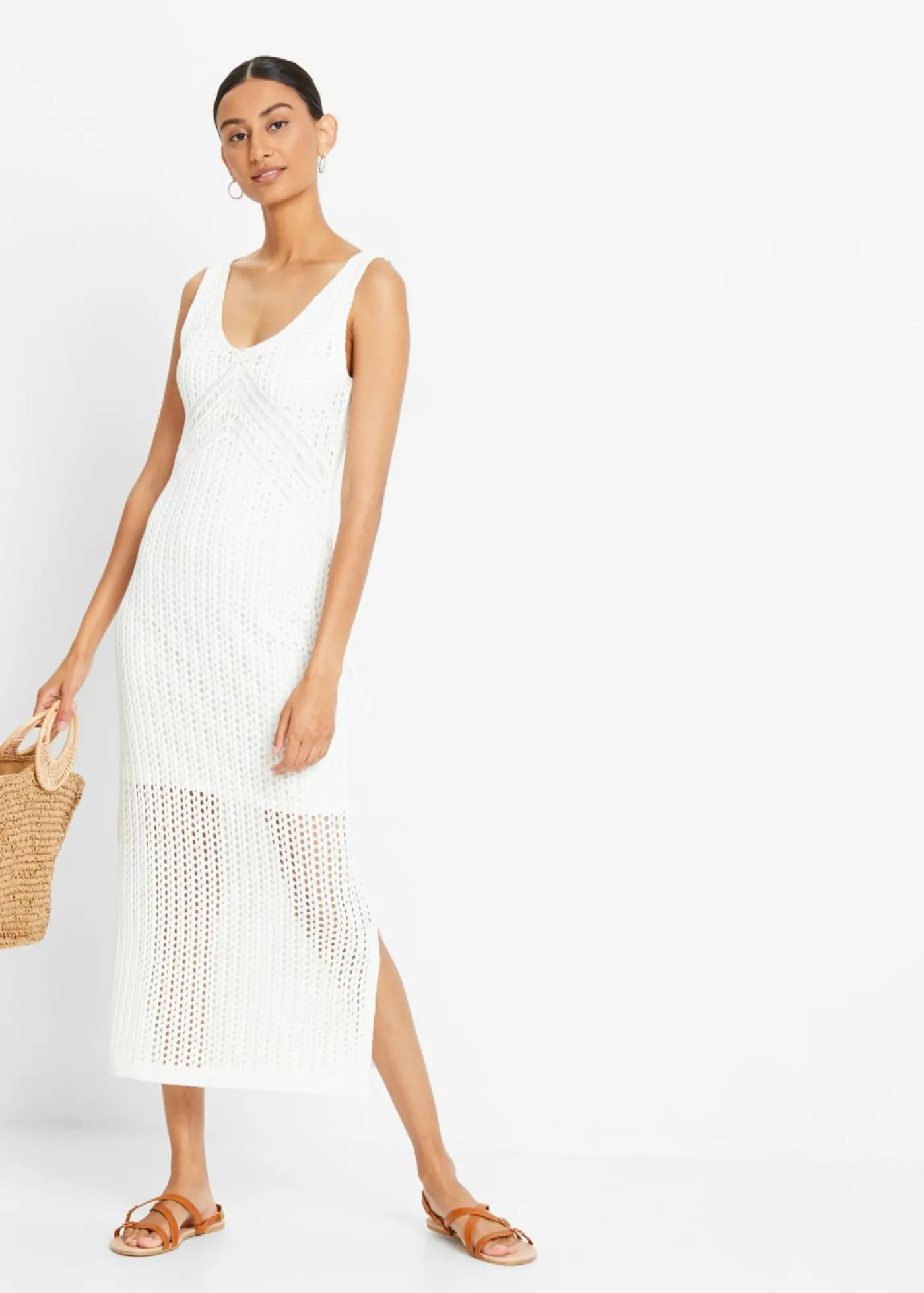 bonprix bonprix Vestido de punto Blanco lana Outlet