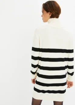 bonprix bonprix Vestido de punto marfil-negro con rayas New