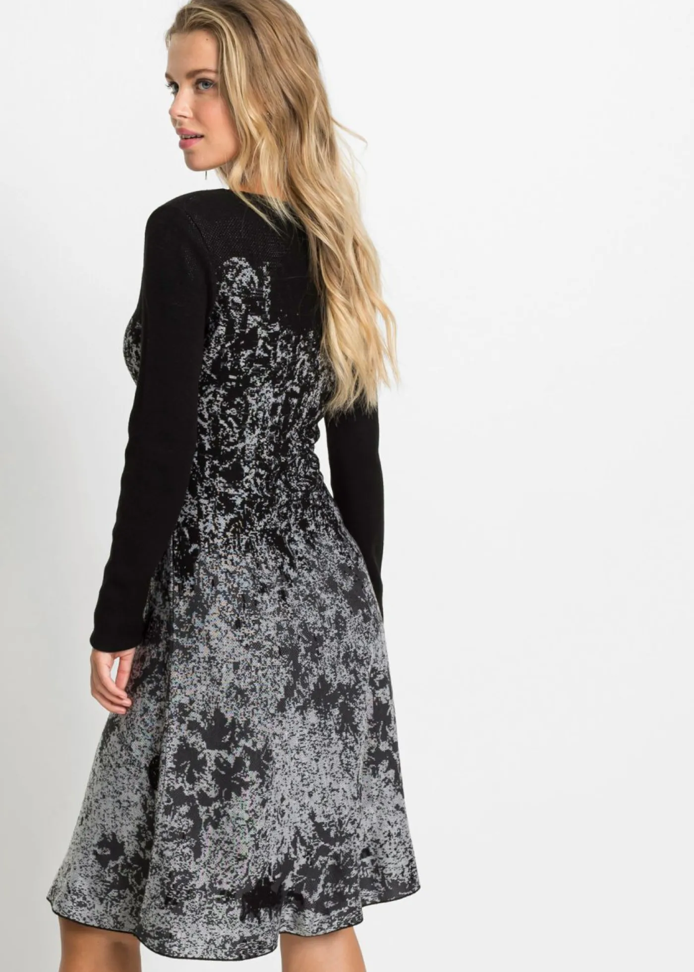 bonprix bonprix Vestido de punto Negro-blanco lana Hot