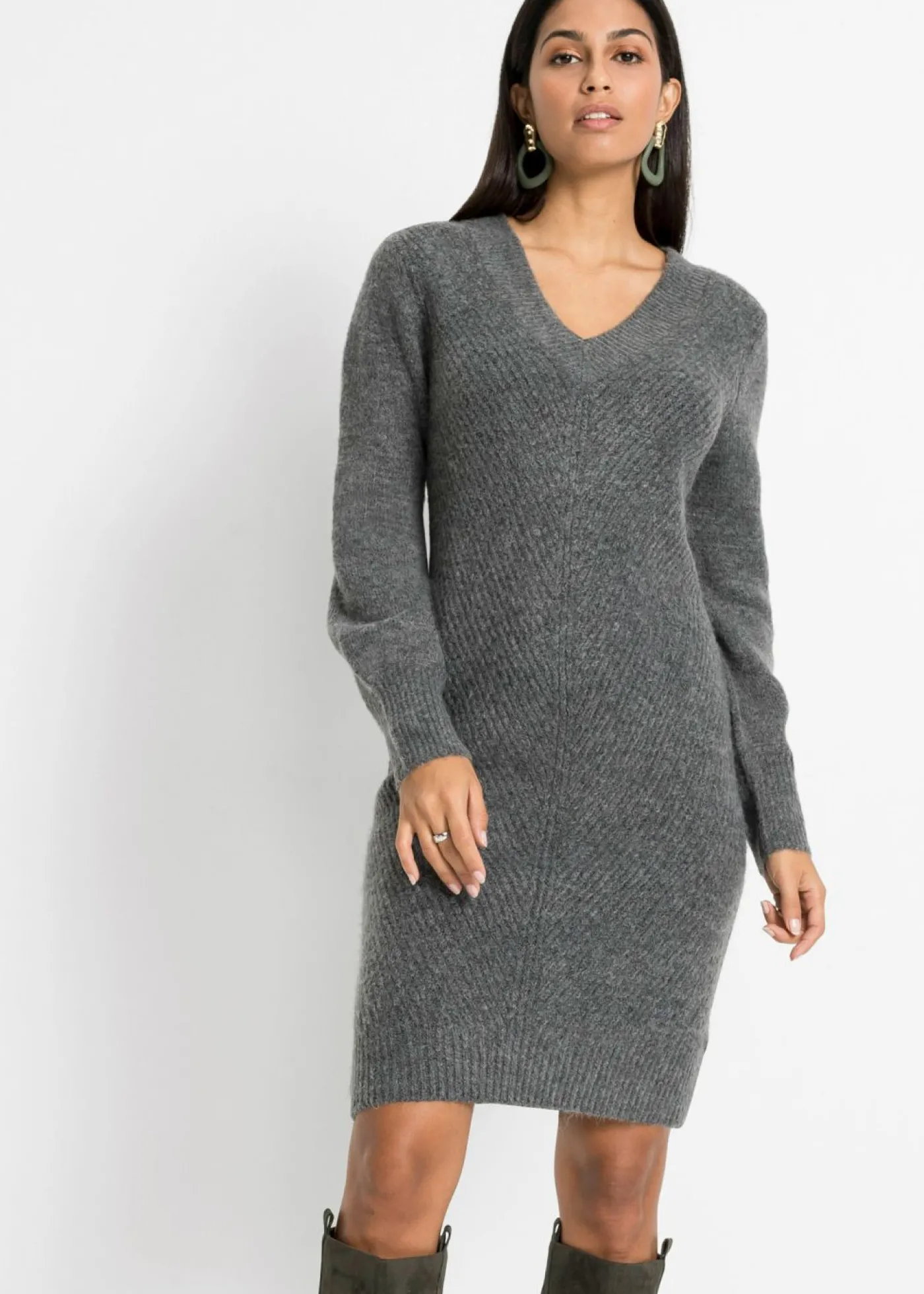 bonprix bonprix Vestido de punto Antracita jaspeado Hot