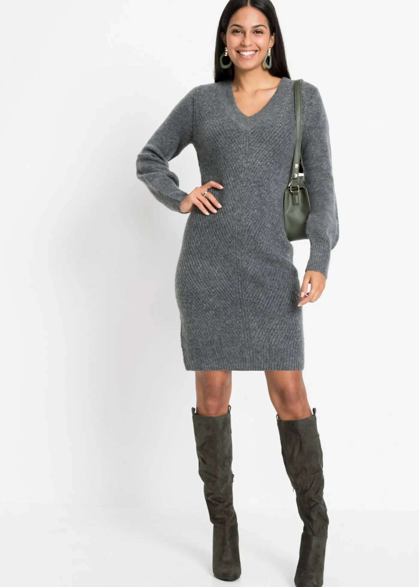 bonprix bonprix Vestido de punto Antracita jaspeado Hot