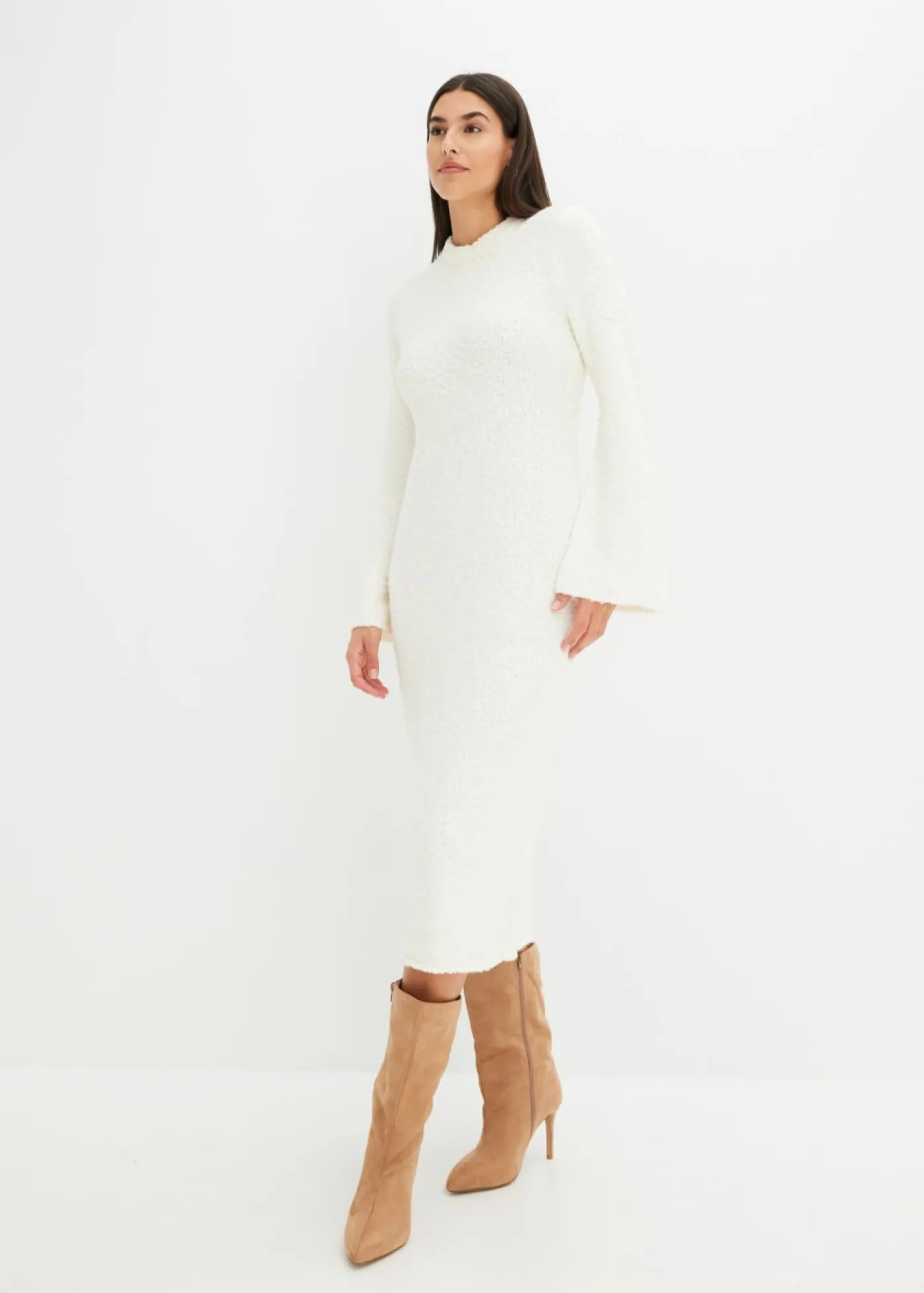 bonprix bonprix Vestido de punto Blanco lana Clearance